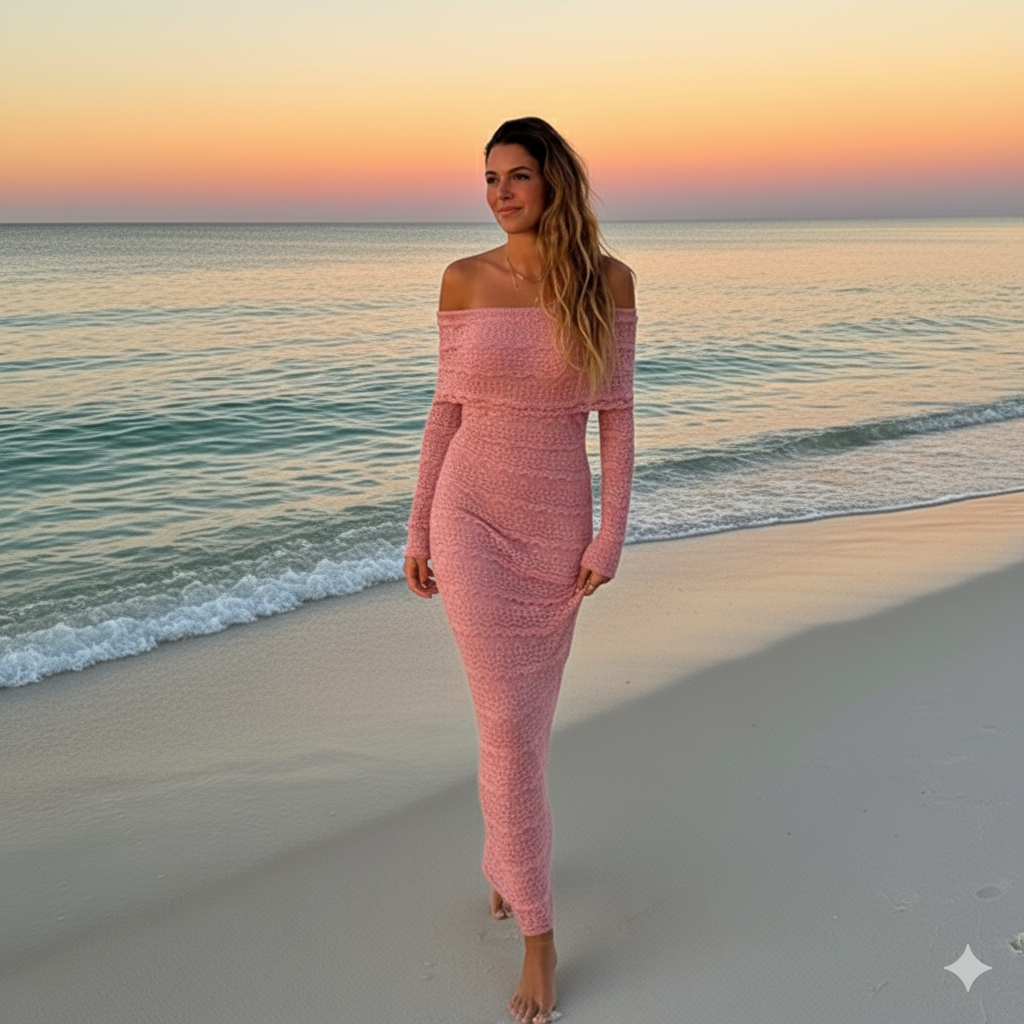 25 Edition – Elegant Off-Shoulder Lace Maxi Dress (Socialite Style)